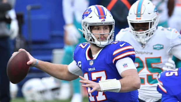 Buffalo Bills quarterback Josh Allen throws during Sunday's home win over the Miami Dolphins. The Bills locked up the AFC's No. 2 seed for the playoffs.